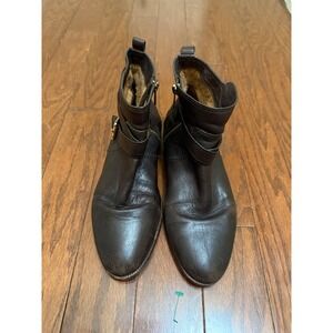 Vintage Coach Womens Dark Brown Leather Moto Ankle Boots Size 7.5 B